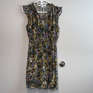 💥2/$33💥 Old Navy Olive Green Floral Midi Dress